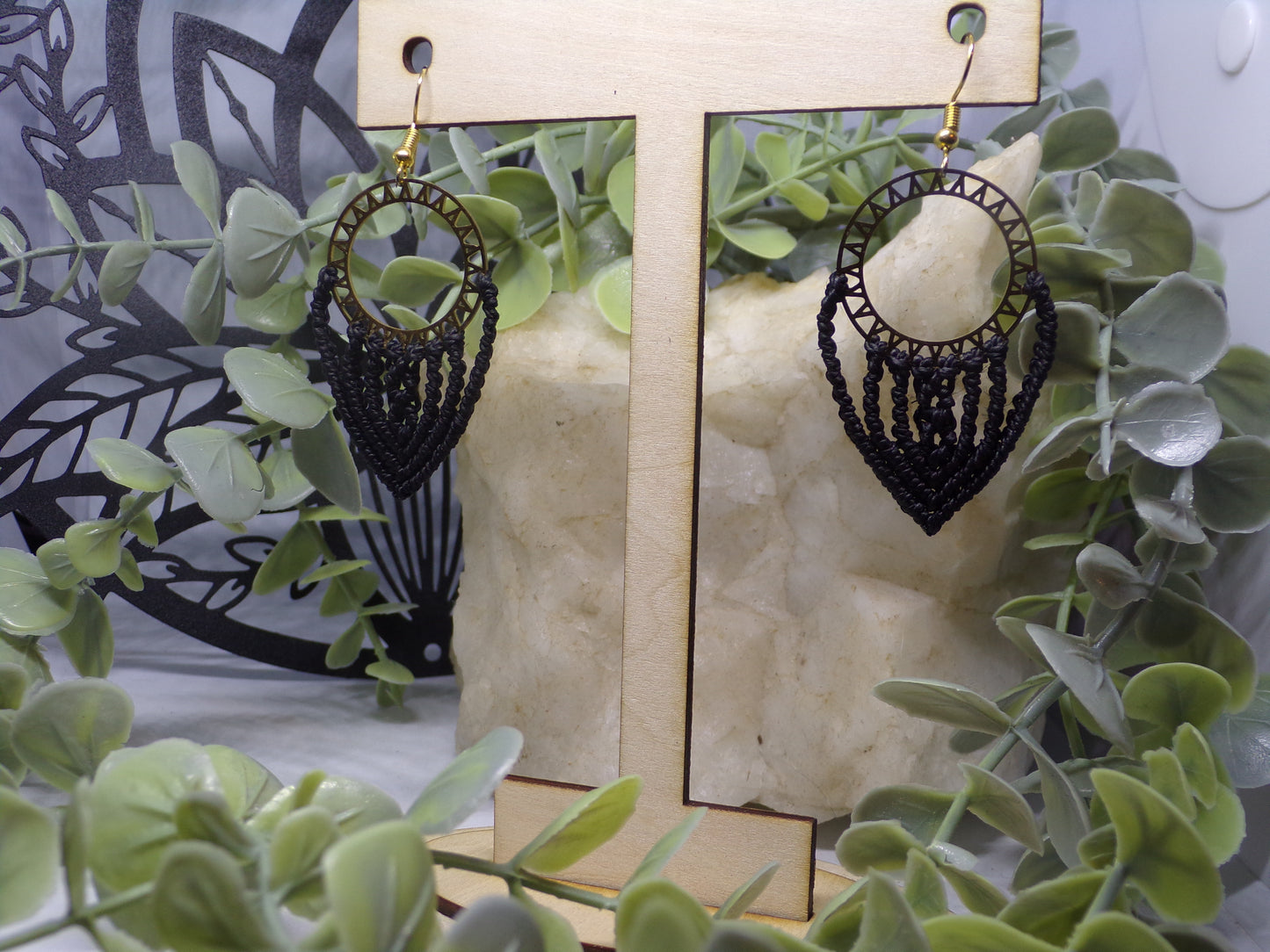 Boucles d'oreilles en macramé Soleil Doré