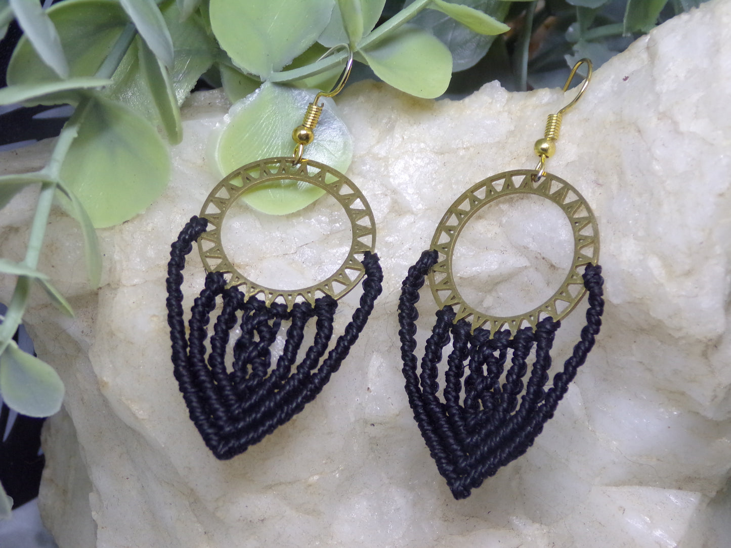 Boucles d'oreilles en macramé Soleil Doré