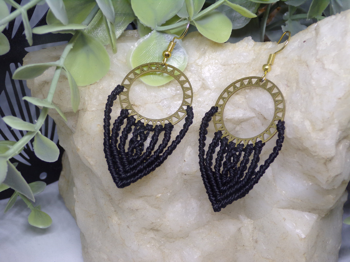 Boucles d'oreilles en macramé Soleil Doré