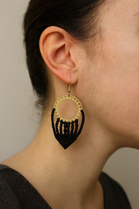 Boucles d'oreilles en macramé Soleil Doré