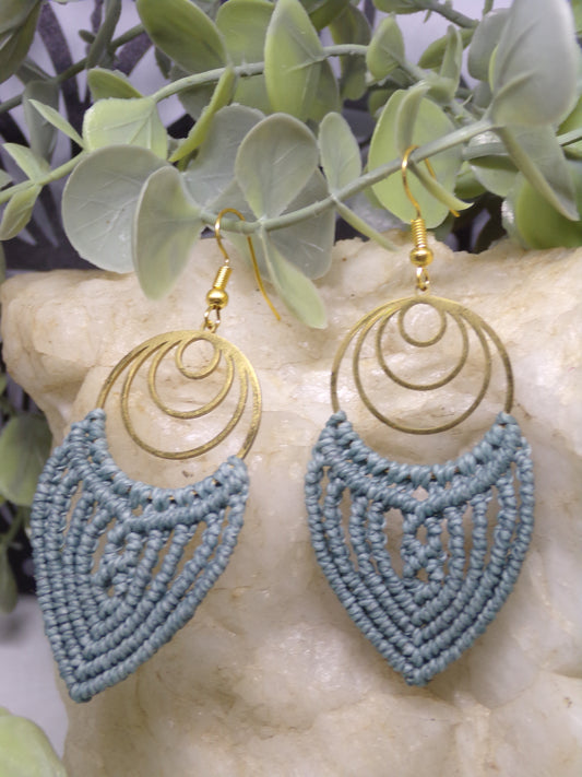 Boucles d'oreilles en macramé, cercles d'or