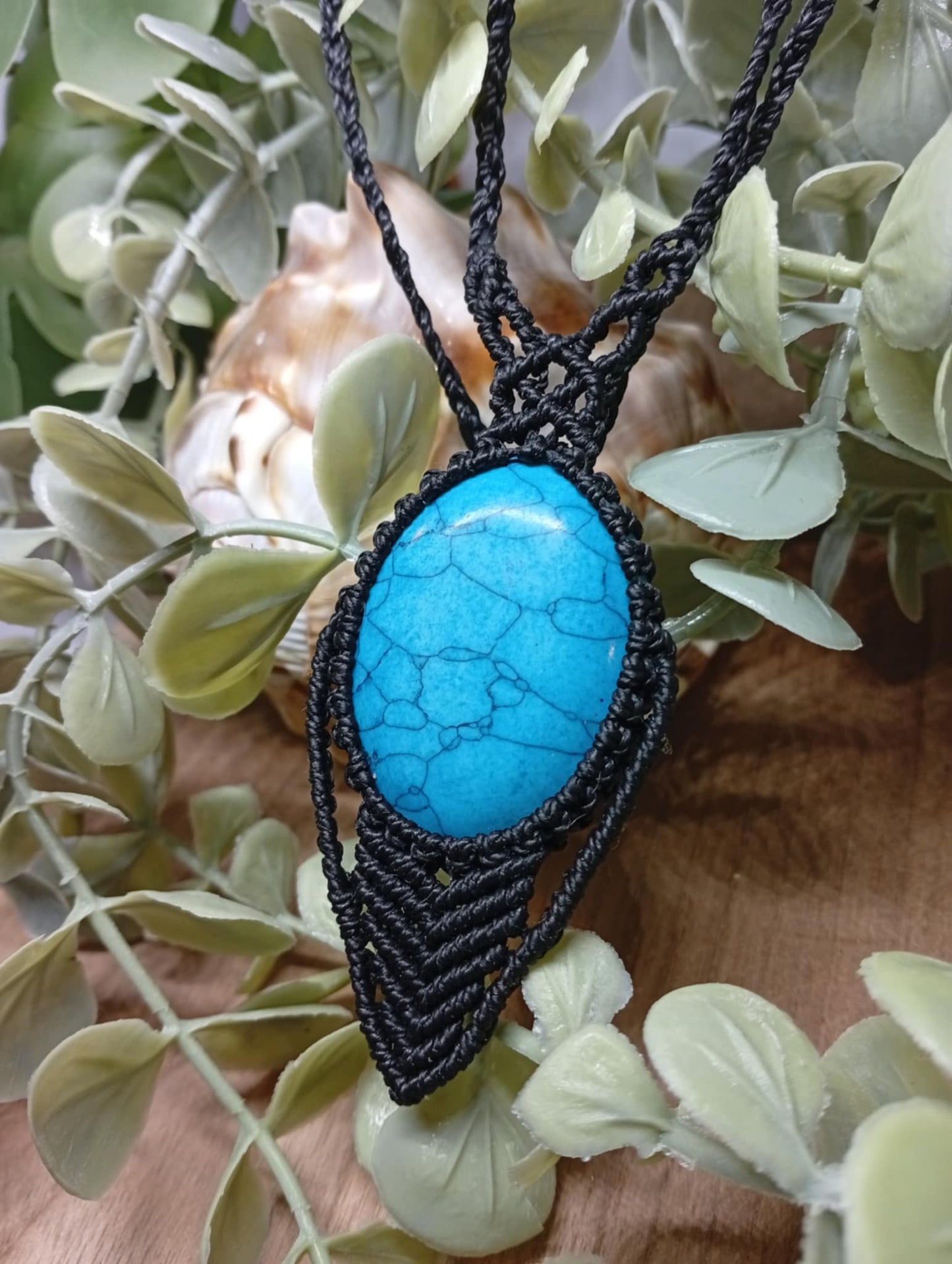 Collier en micro macramé: Turquoise Tréssée