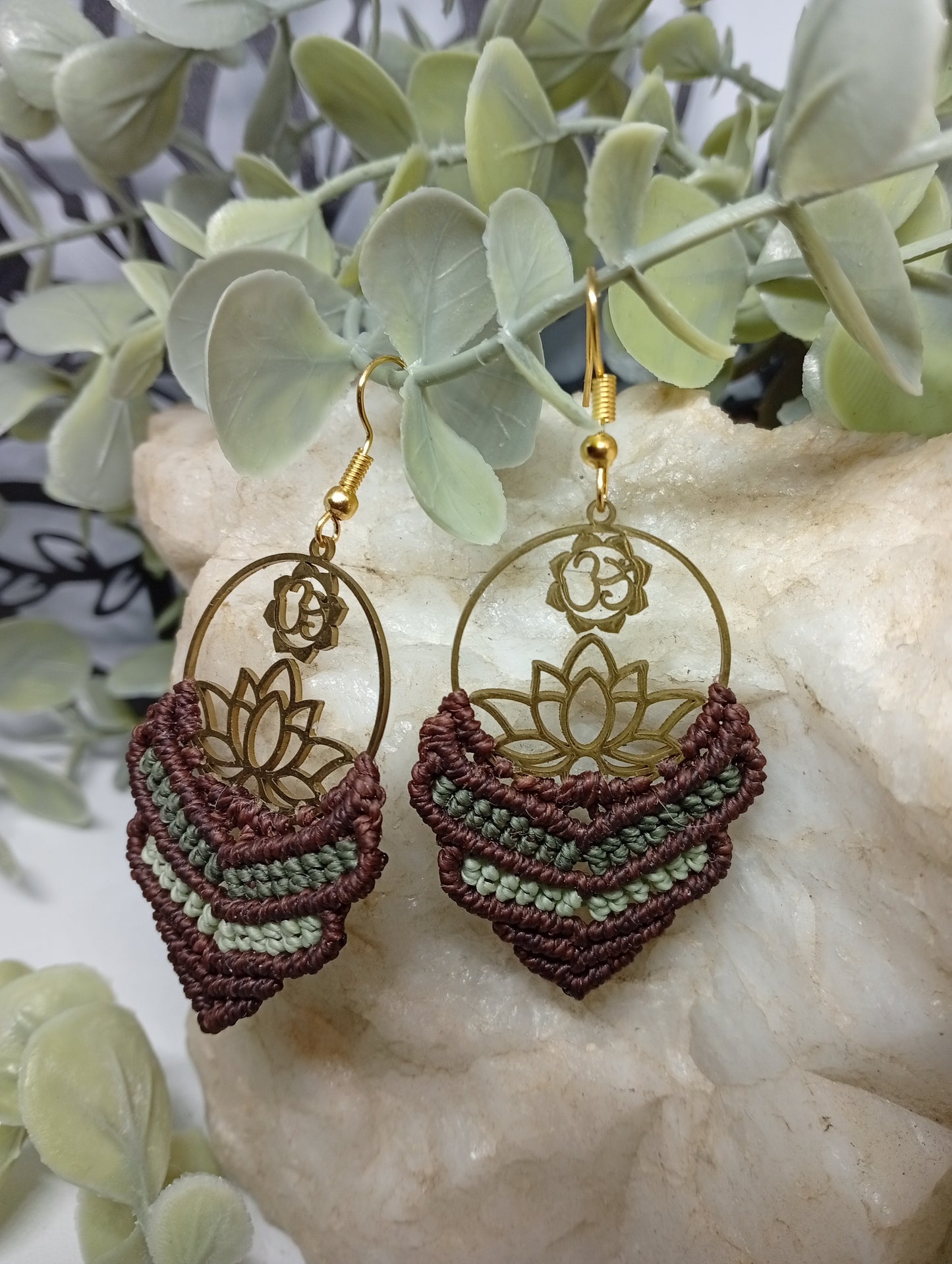 Boucles d'oreilles en macramé, Lotus Enchantés