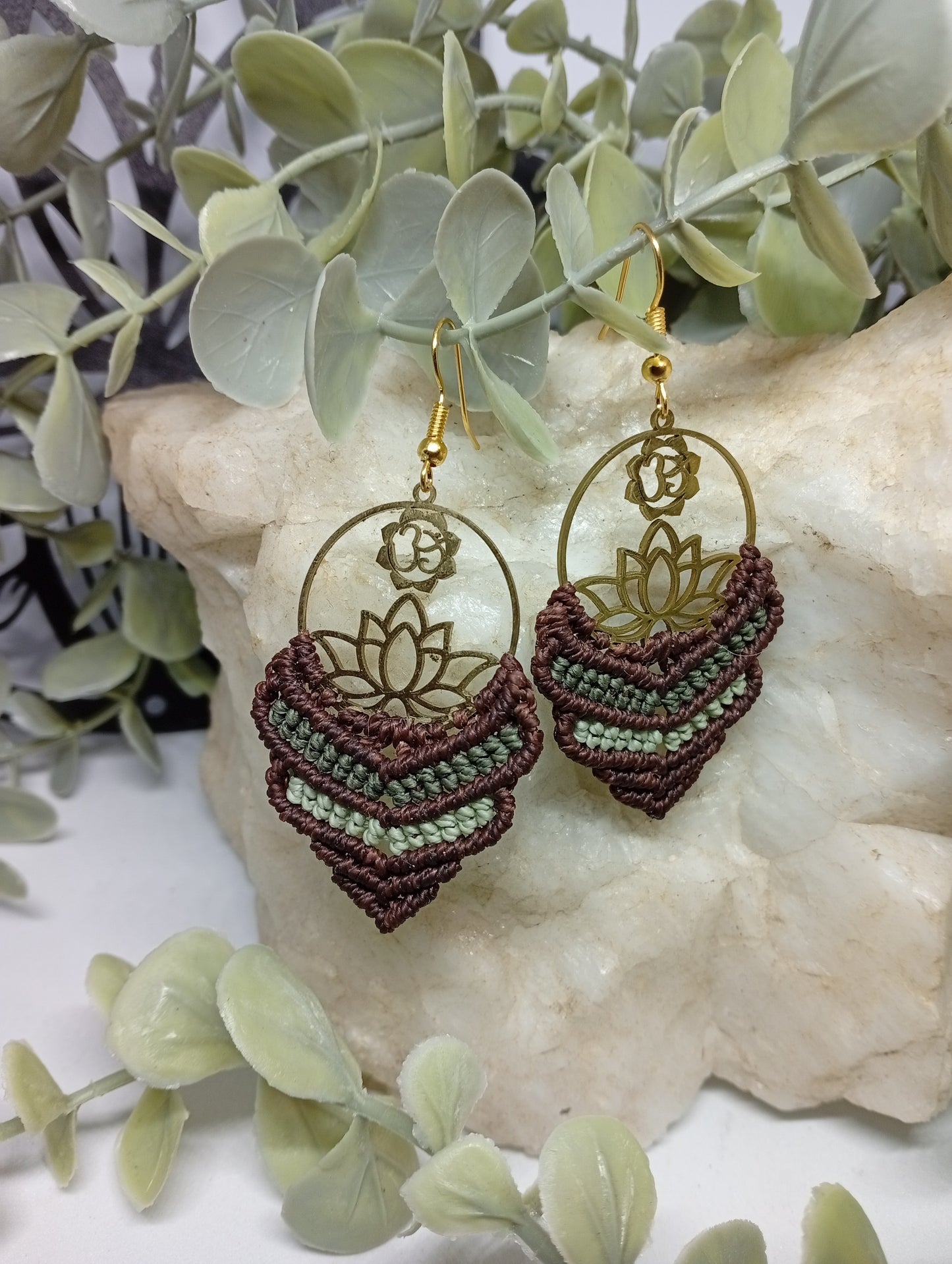 Boucles d'oreilles en macramé, Lotus Enchantés