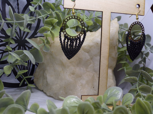 Boucles d'oreilles en macramé Soleil Doré
