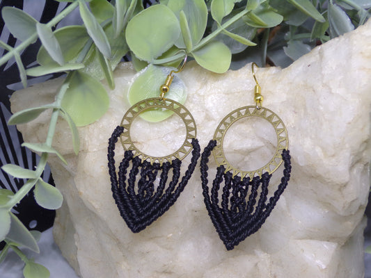 Boucles d'oreilles en macramé Soleil Doré