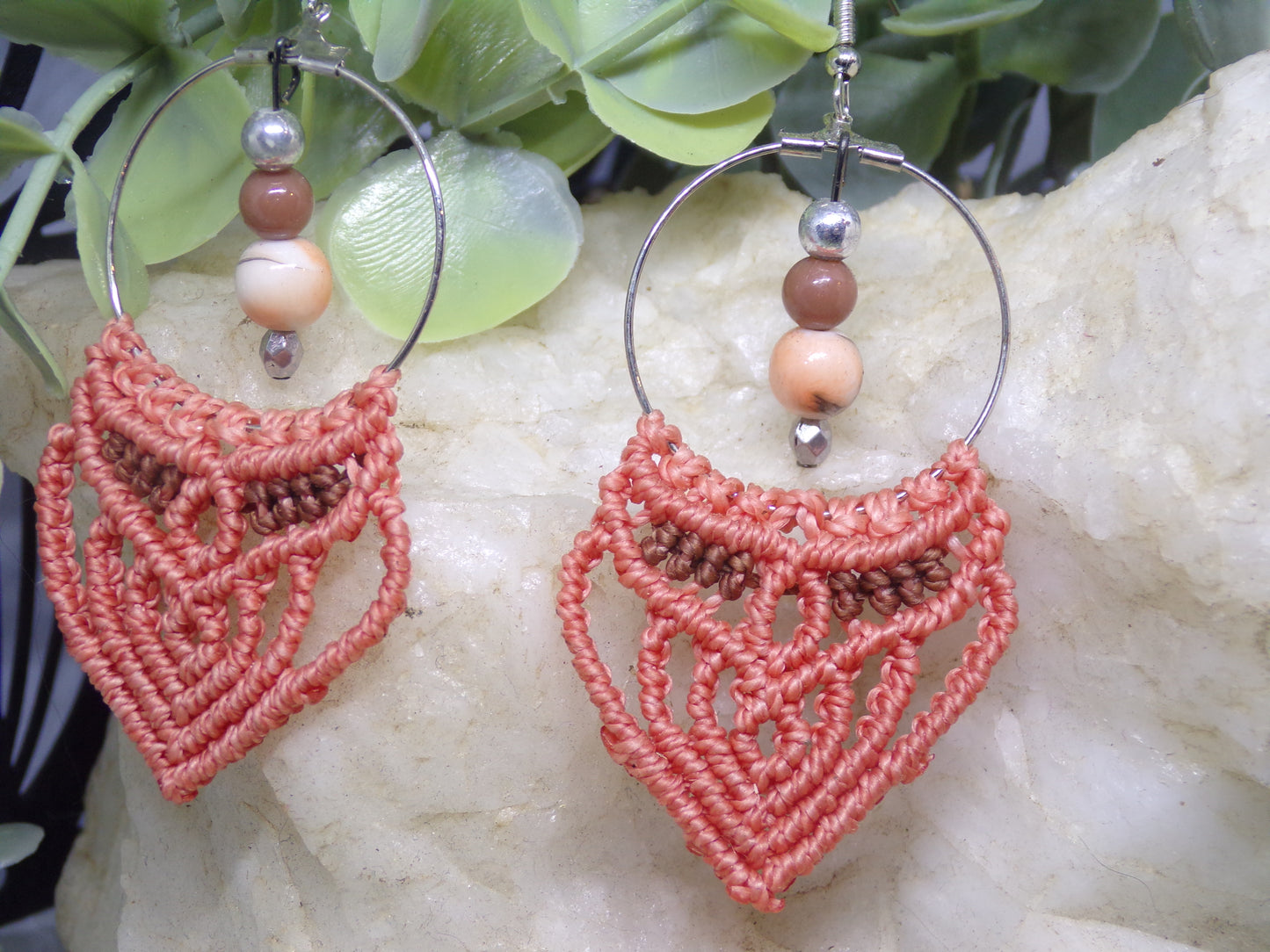 Boucles d'oreilles en macramé, tisseuses de rêves