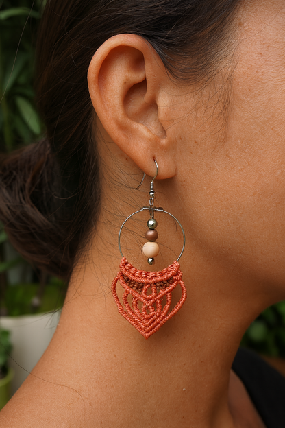Boucles d'oreilles en macramé, tisseuses de rêves