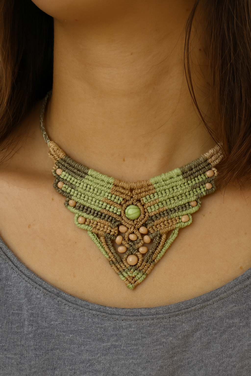 Collier en macramé, Souffle de Nature