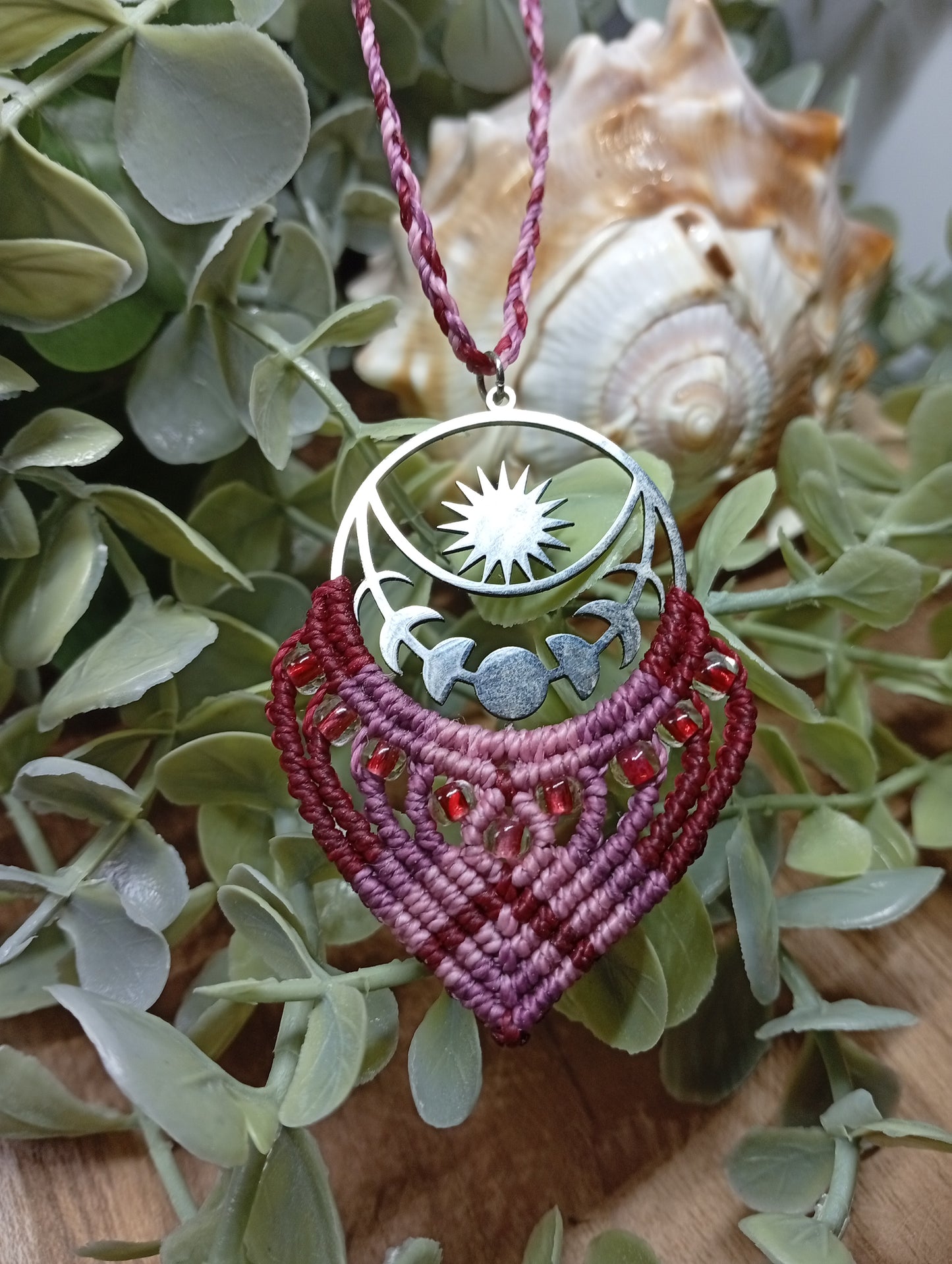 Lune et Soleil, collier en macramé