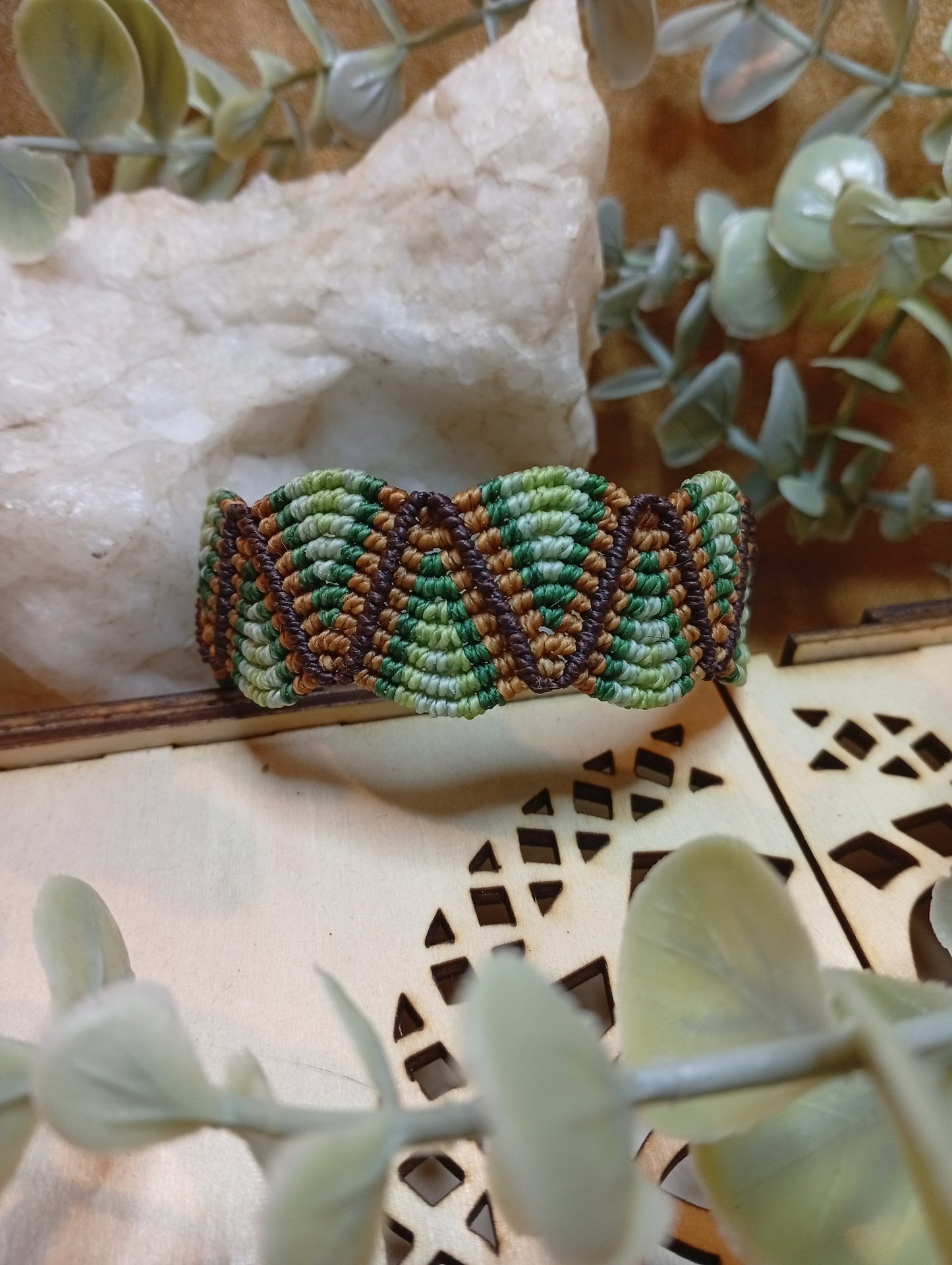 Bracelet en macramé ZigZag vert