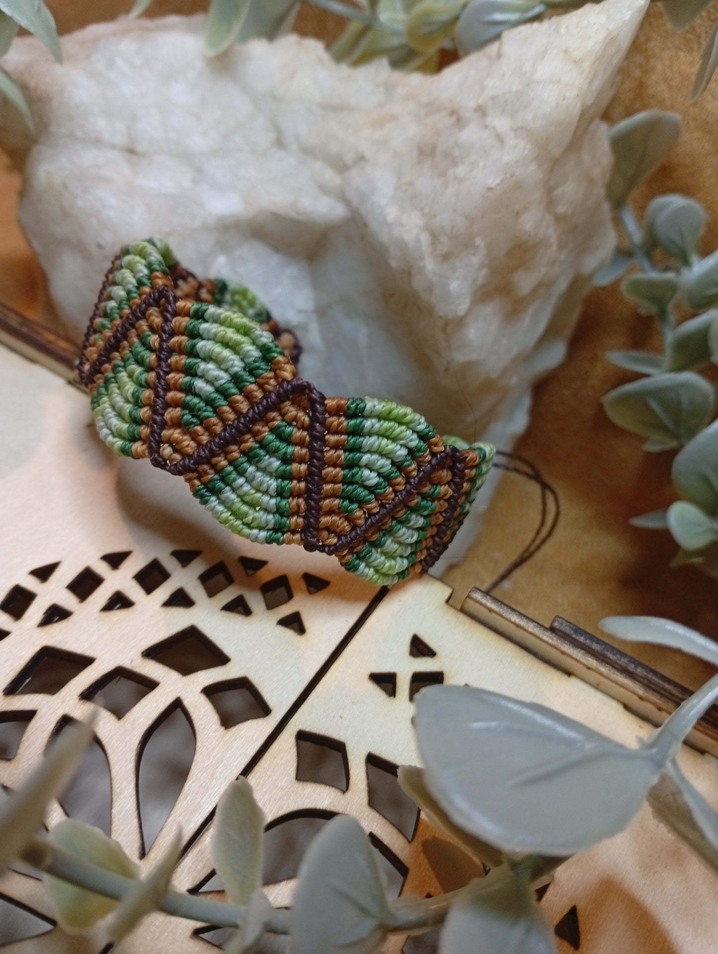 Bracelet en macramé ZigZag vert
