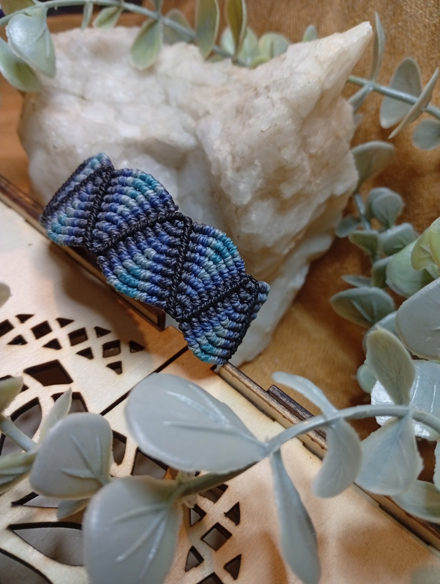 Bracelet en macramé ZigZag bleu