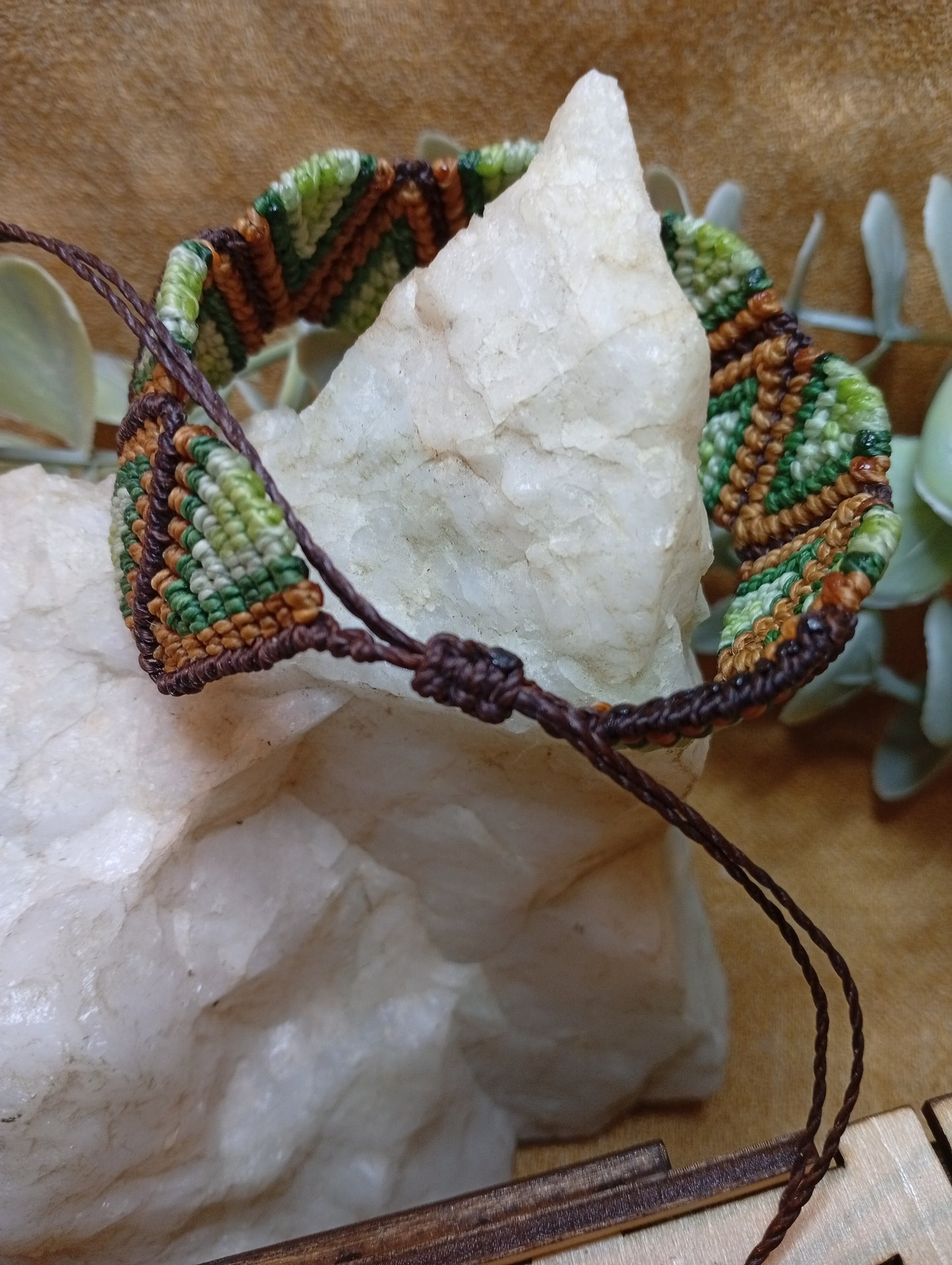 Bracelet en macramé ZigZag vert