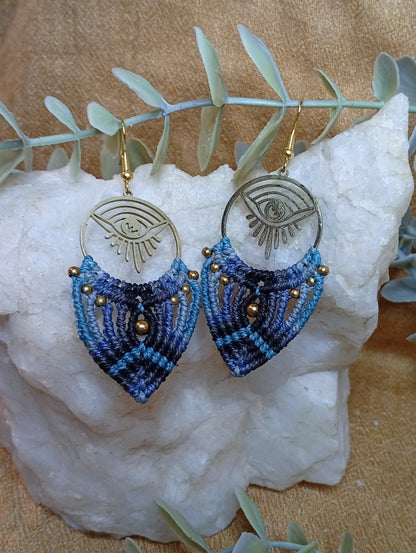 Boucles d'oreilles en macramé Œil Mystique