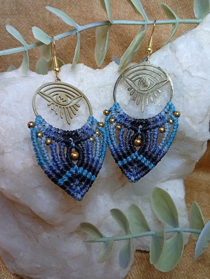 Boucles d'oreilles en macramé Œil Mystique