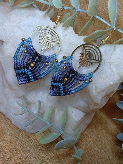 Boucles d'oreilles en macramé Œil Mystique