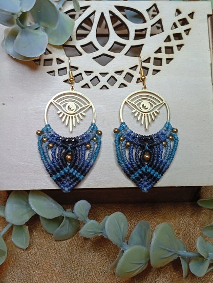 Boucles d'oreilles en macramé Œil Mystique