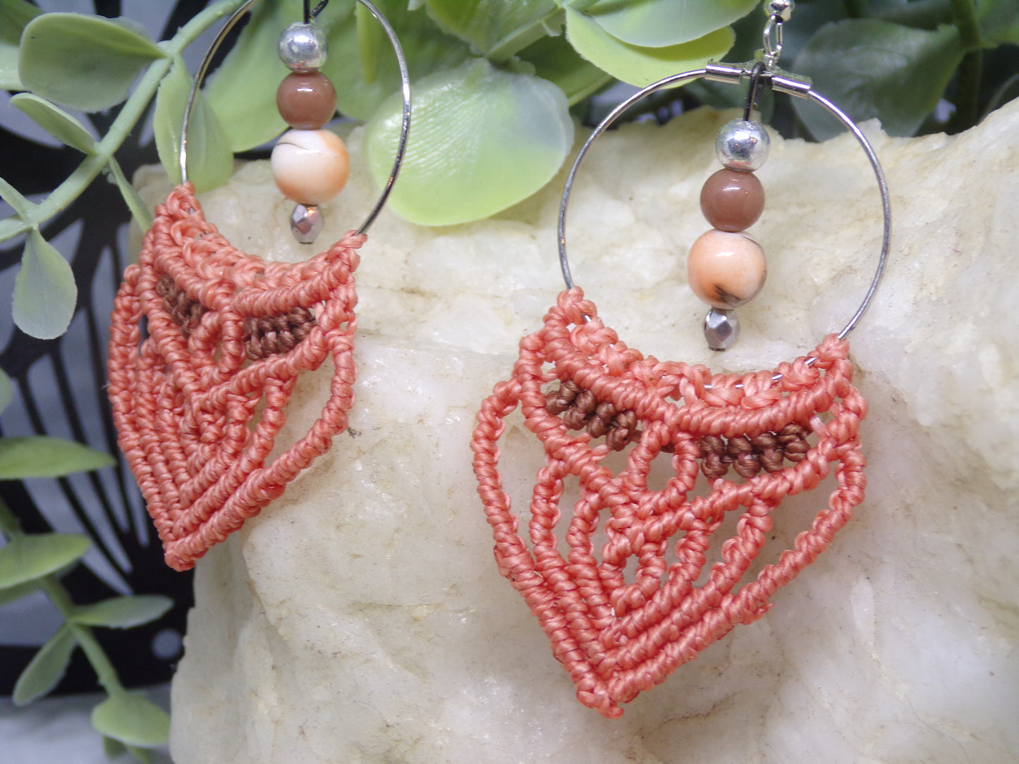Boucles d'oreilles en macramé, tisseuses de rêves