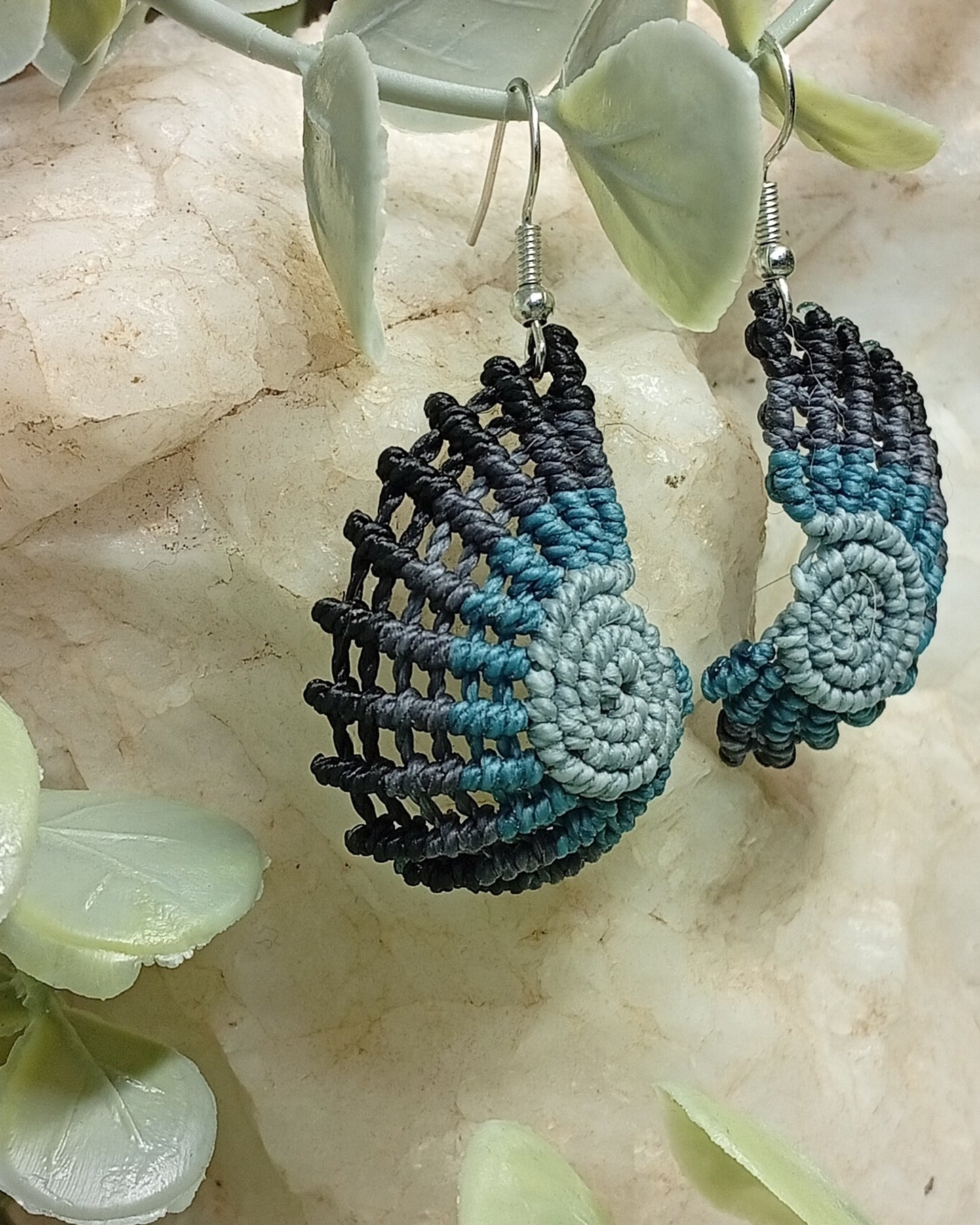 Boucles d'oreilles en macramé Coquillage