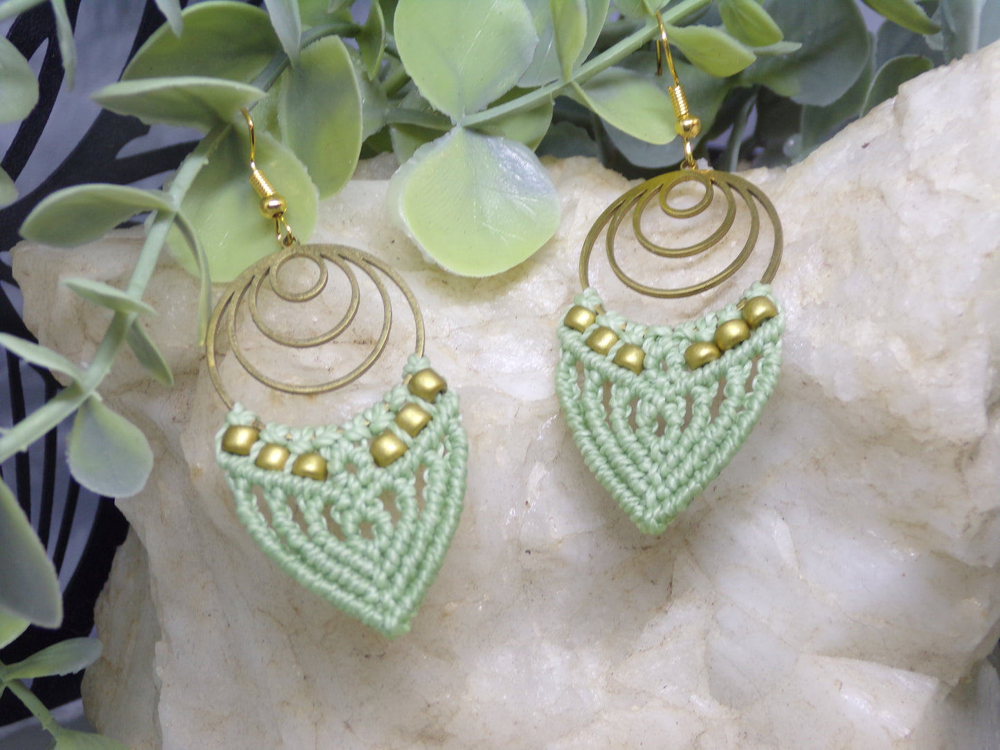 Boucles d'oreilles macramé, Tisseuses d'or