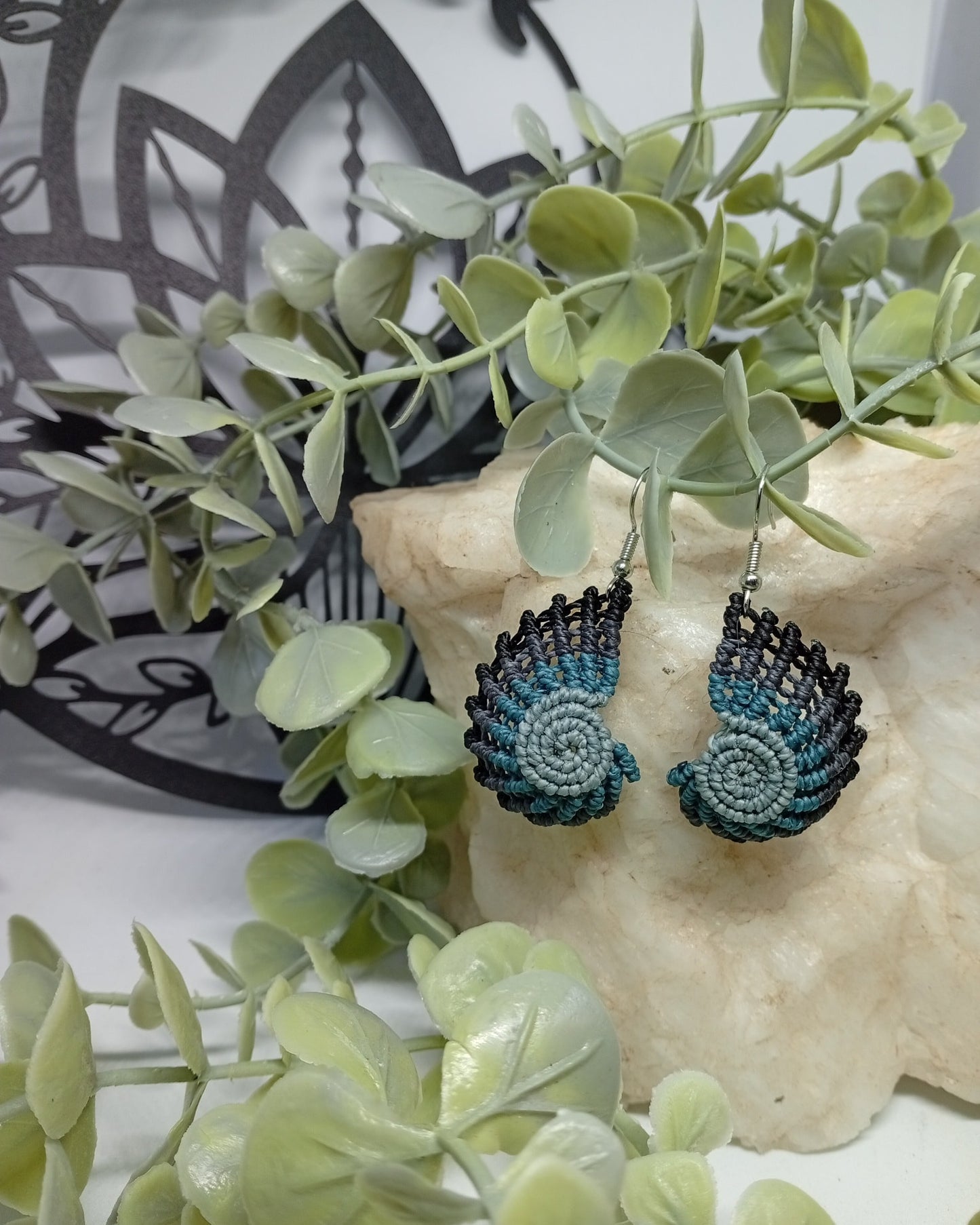 Boucles d'oreilles en macramé Coquillage