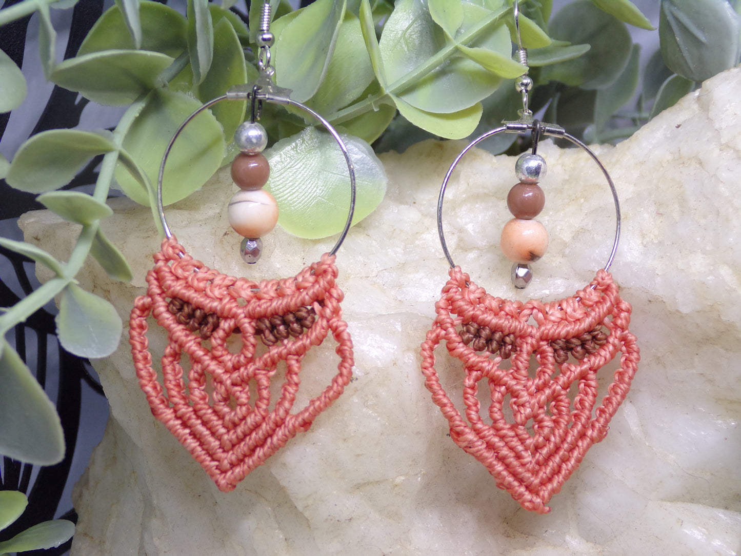 Boucles d'oreilles en macramé, tisseuses de rêves