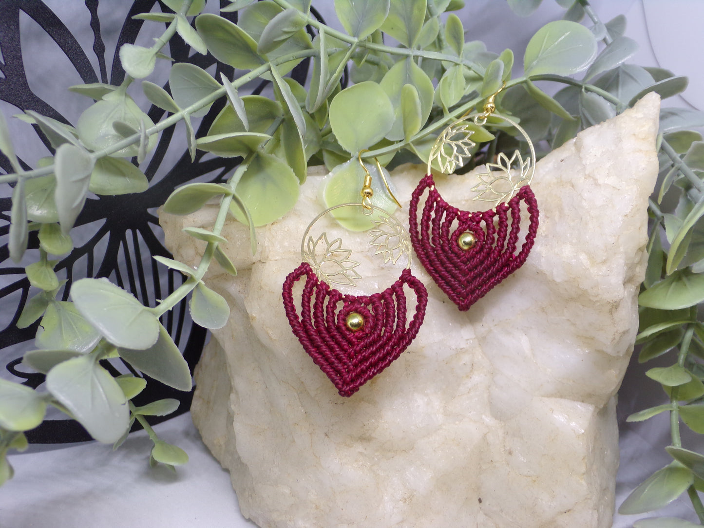 Boucles d'oreilles macramé Lotus d'Or