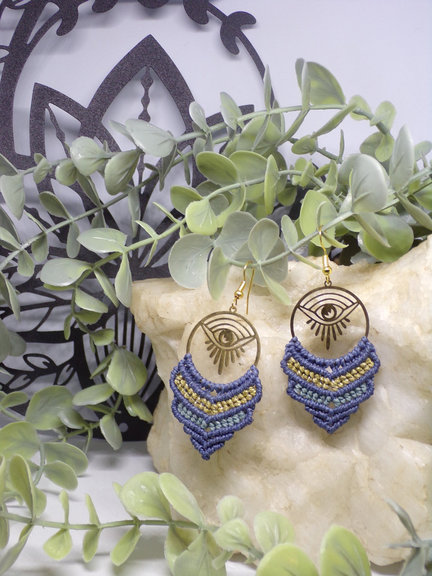Boucles d'oreilles en macramé, Vision Intérieure