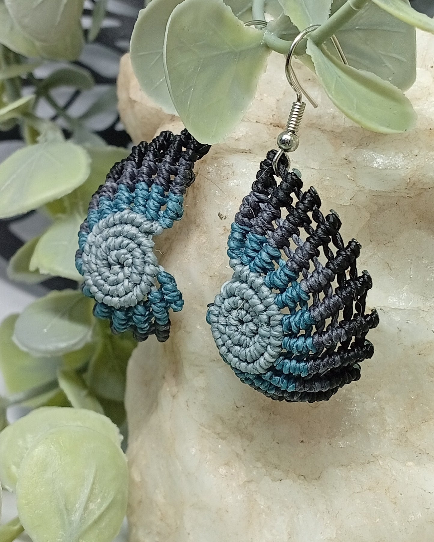 Boucles d'oreilles en macramé Coquillage