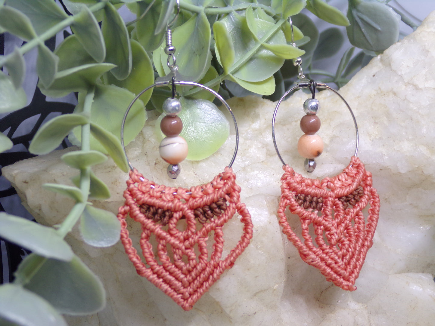 Boucles d'oreilles en macramé, tisseuses de rêves
