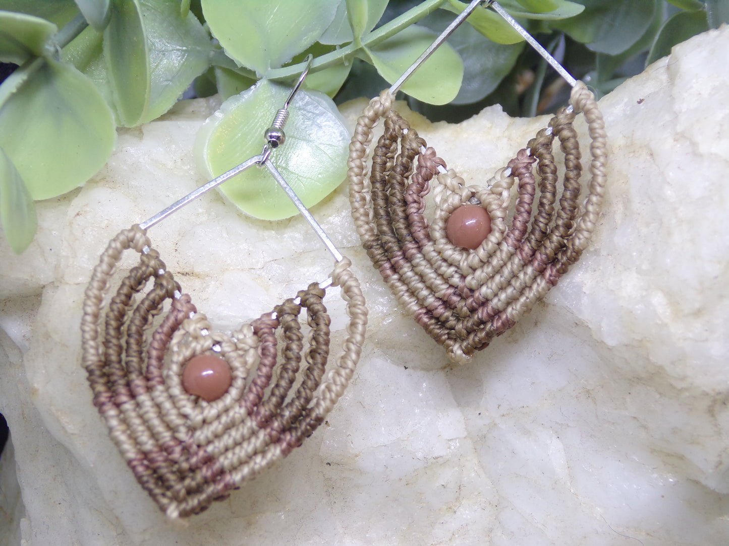 Boucles d'oreilles Fil à Fil, macramé
