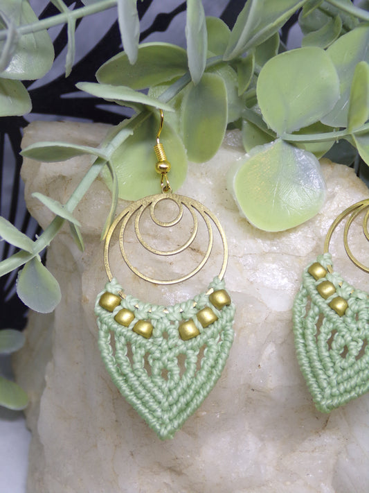 Boucles d'oreilles macramé, Tisseuses d'or