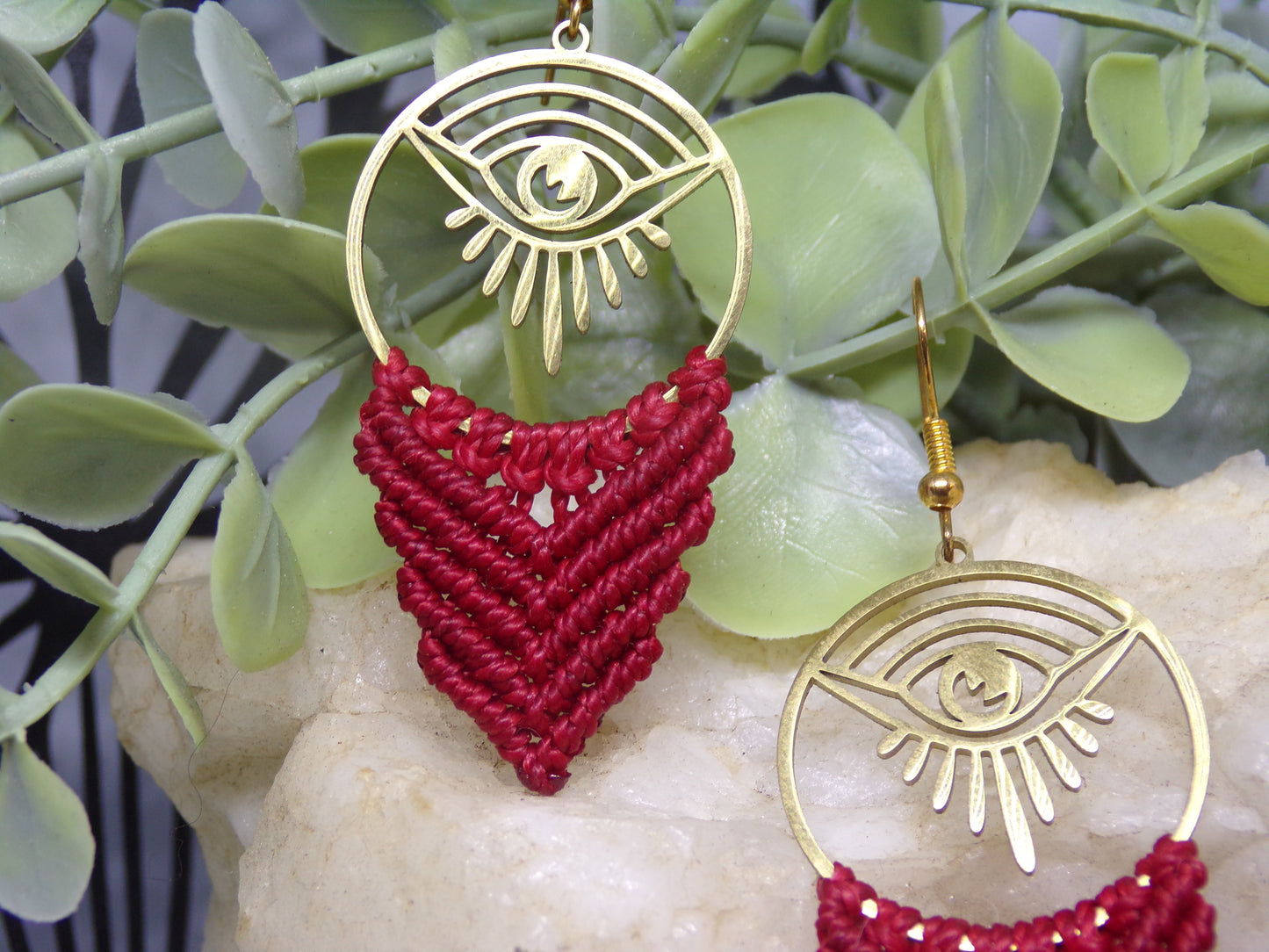 Boucles d'oreilles en macramé, Providence